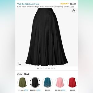 Black midi pleated skirt size Large